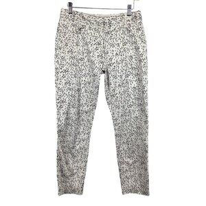 Trenery Women's Printed Ankle‎ Pants Size 8 Dress Trousers Cream BLack